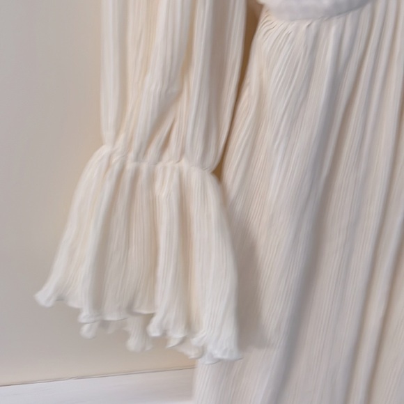 ZARA Cream Crinkly Midriff Cut Out Midi Dress M NWT - Picture 9 of 16